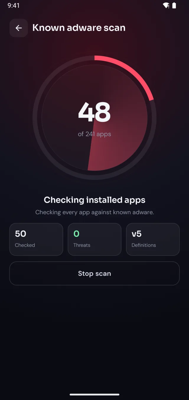 Known adware scan in progress